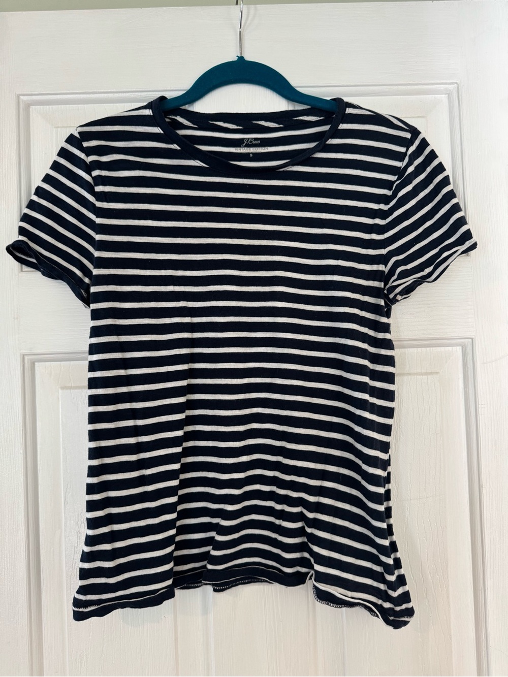J. Crew Navy and White Striped Short Sleeve Tee